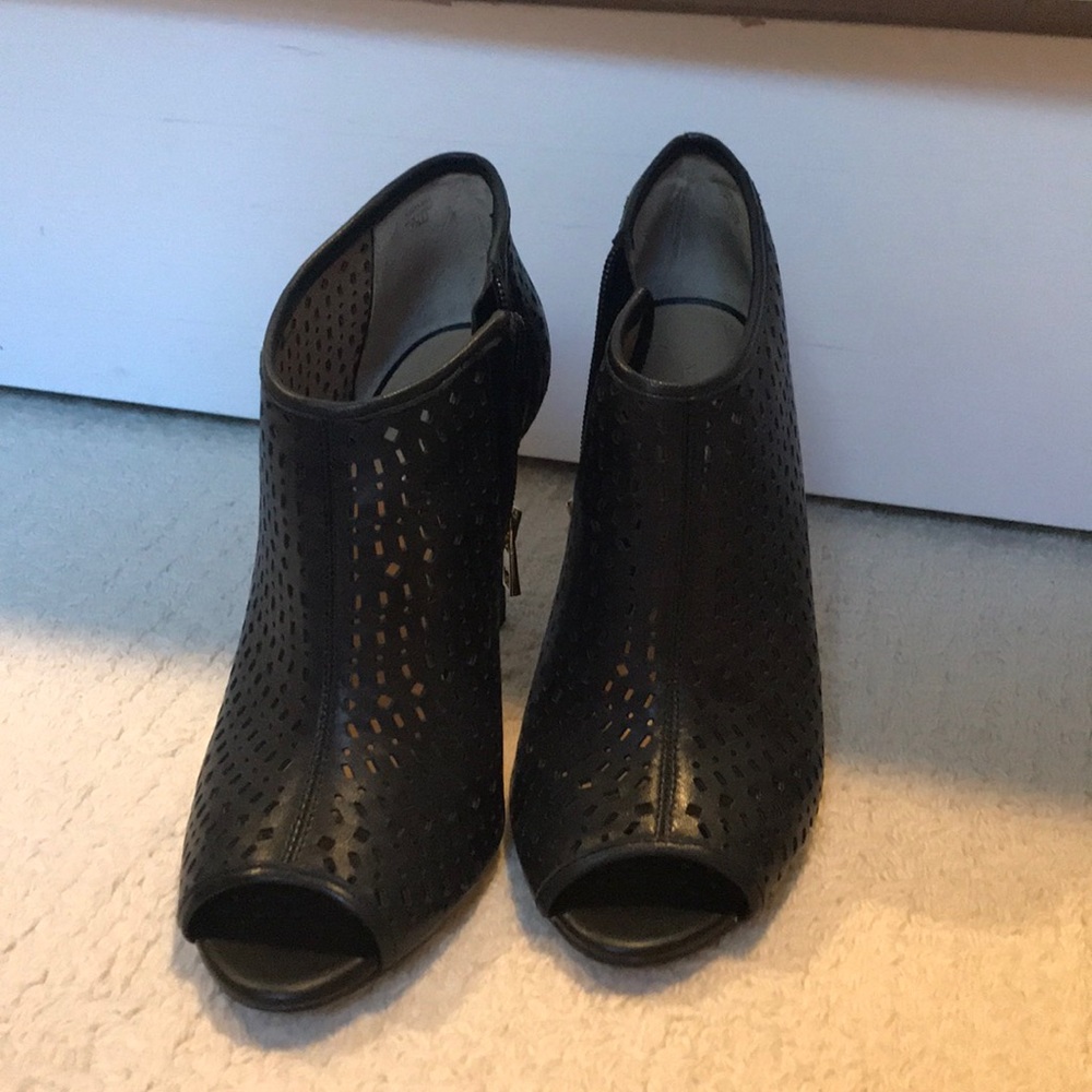 Stylish perforated bootie heels